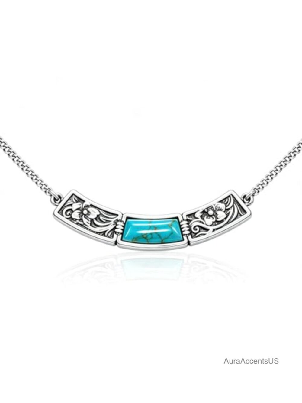 Turquoise Necklace Stainless Steel Copper Western Pendant for Women